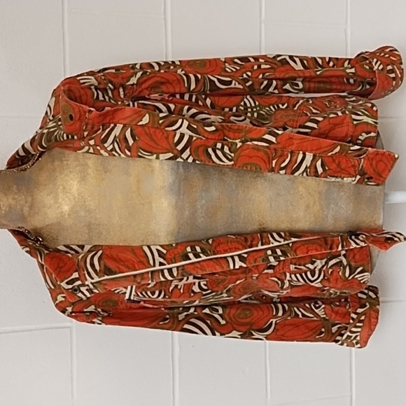 Jones NY XL Soft Fine Wale Stretch Print Cotton Corduroy Jean Jacket - Picture 6 of 16